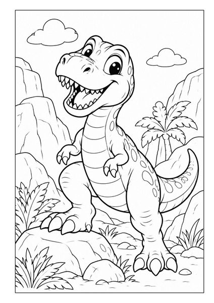 Produktbild: Dino Malbuch f&uuml;r Kinder ab 4 Jahren mit 50 s&uuml;&szlig;en Ausmalbildern