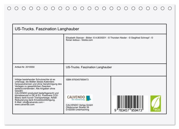 Produktbild: US-Trucks. Faszination Langhauber (Tischkalender 2026 DIN A5 quer), CALVENDO Monatskalender