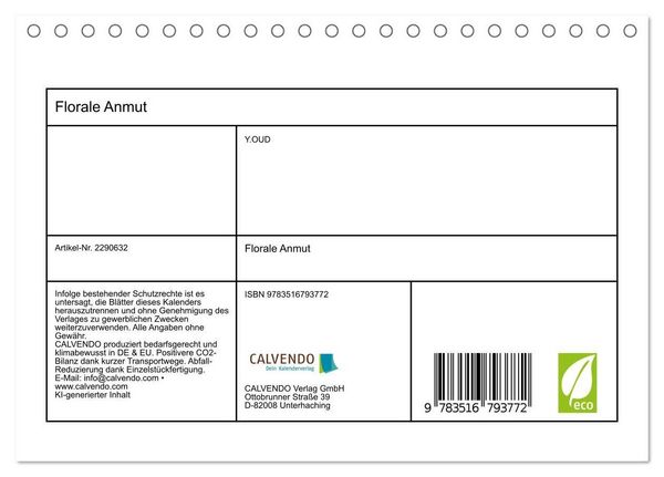 Produktbild: Florale Anmut (Tischkalender 2027 DIN A5 quer), CALVENDO Monatskalender
