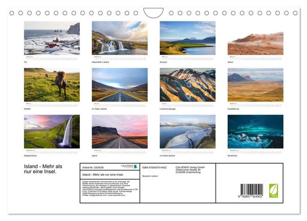Produktbild: Island - Mehr als nur eine Insel. (Wandkalender 2026 DIN A4 quer), CALVENDO Monatskalender