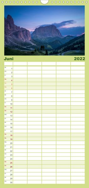 Produktbild: Familienplaner Meine Sicht der Alpen (Wandkalender 2022 , 21 cm x 45 cm, hoch)