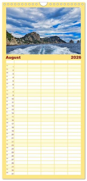Produktbild: Familienplaner 2026 - Faszinierendes Capri mit 5 Spalten (Wandkalender, 21 x 45 cm) CALVENDO
