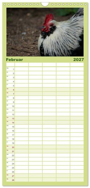 Produktbild: Familienplaner 2027 - Die Welt der H&uuml;hner mit 5 Spalten (Wandkalender, 21 x 45 cm) CALVENDO