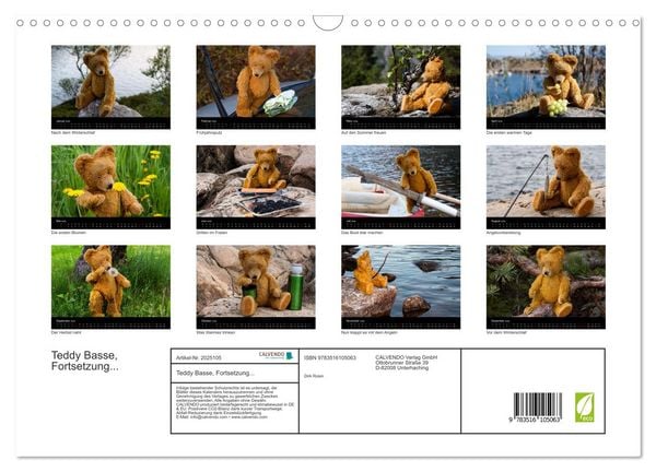 Produktbild: Teddy Basse, Fortsetzung... (Wandkalender 2026 DIN A3 quer), CALVENDO Monatskalender