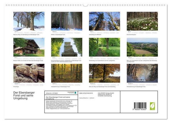 Produktbild: Der Ebersberger Forst und seine Umgebung (hochwertiger Premium Wandkalender 2026 DIN A2 quer), Kunstdruck in Hochglanz