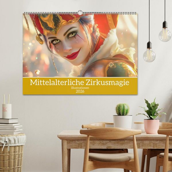 Produktbild: Mittelalterliche Zirkusmagie - Illustrationen (Wandkalender 2026 DIN A2 quer), CALVENDO Monatskalender