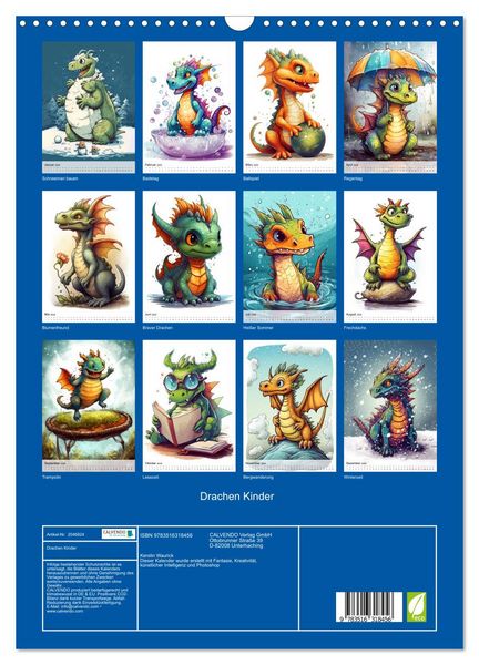 Produktbild: Drachen Kinder (Wandkalender 2026 DIN A3 hoch), CALVENDO Monatskalender