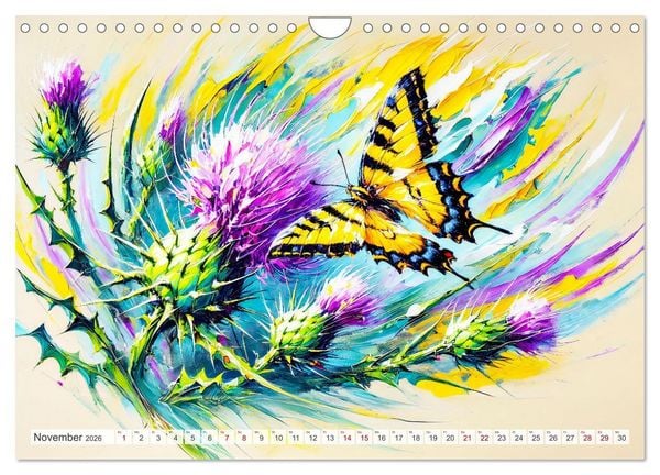 Produktbild: Schmetterlinge und ihre Blumenfreunde in lebhaften Farben (Wandkalender 2026 DIN A4 quer), CALVENDO Monatskalender