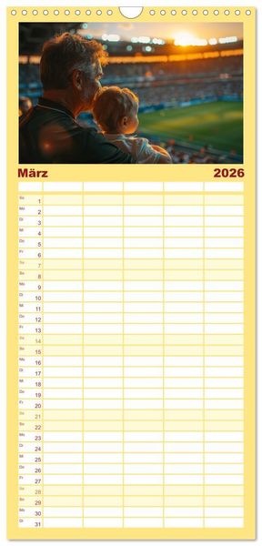 Produktbild: Familienplaner 2026 - Fu&szlig;ball im Blut mit 5 Spalten (Wandkalender, 21 x 45 cm) CALVENDO