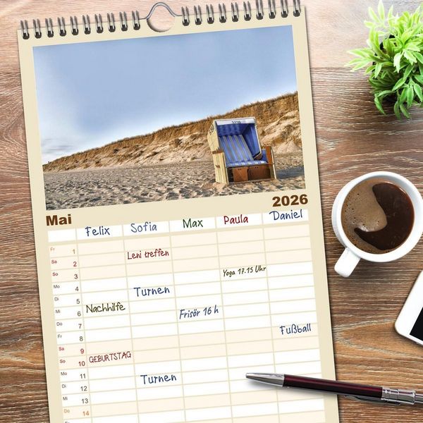 Produktbild: Familienplaner 2026 - Sylt mit 5 Spalten (Wandkalender, 21 x 45 cm) CALVENDO