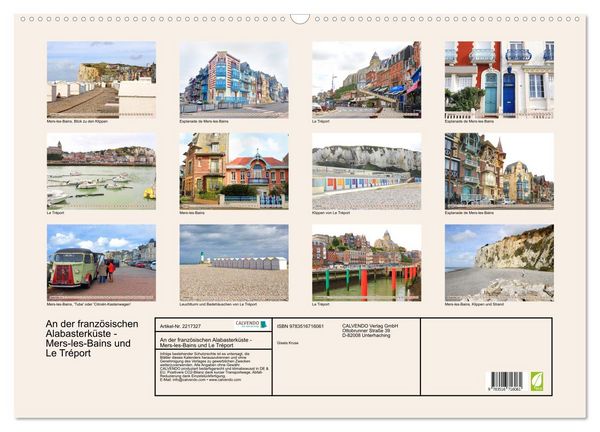 Produktbild: An der franz&ouml;sischen Alabasterk&uuml;ste - Mers-les-Bains und Le Tr&eacute;port (Wandkalender 2026 DIN A2 quer), CALVENDO Monatskalender