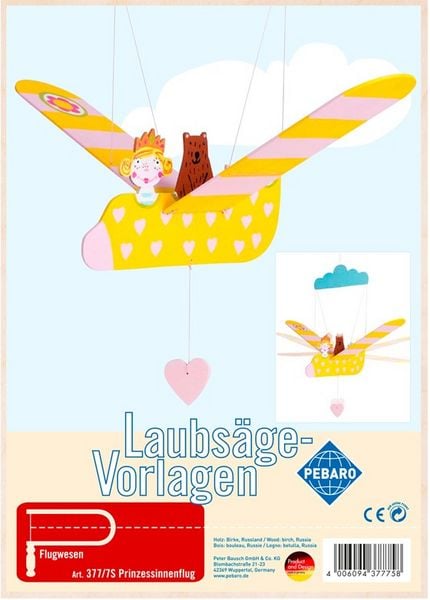 PEBARO 377/7S - Laubsägevorlage Mobile Prinzessinenflug, 2 Platten, Größe DIN A4