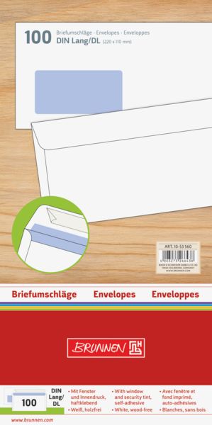 Produktbild: Brunnen Briefumschlag DIN Lang Fe HK 100St