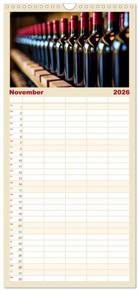 Produktbild: Familienplaner 2026 - Rebensaft - Weingenuss mit 5 Spalten (Wandkalender, 21 x 45 cm) CALVENDO