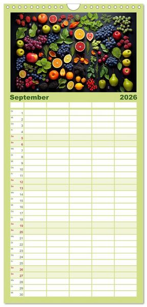 Produktbild: Familienplaner 2026 - Ordentlich Frutarisch mit 5 Spalten (Wandkalender, 21 x 45 cm) CALVENDO