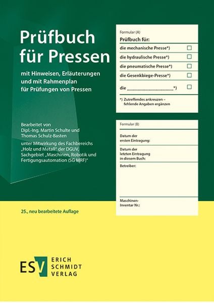 Produktbild: Pr&uuml;fbuch f&uuml;r Pressen