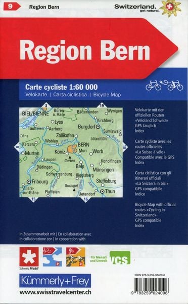 Produktbild: K&uuml;mmerly+Frey Velokarte 9 Region Bern 1:60.000