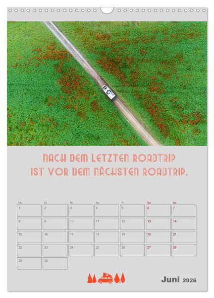 Produktbild: Roadtrips - Urlaub auf R&auml;dern (Wandkalender 2026 DIN A3 hoch), CALVENDO Monatskalender