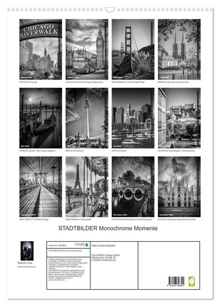 Produktbild: STADTBILDER Monochrome Momente (Wandkalender 2026 DIN A2 hoch), CALVENDO Monatskalender