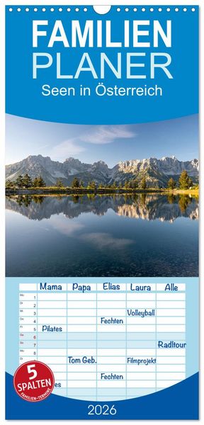 Produktbild: Familienplaner 2026 - Seen in &Ouml;sterreich mit 5 Spalten (Wandkalender, 21 x 45 cm) CALVENDO