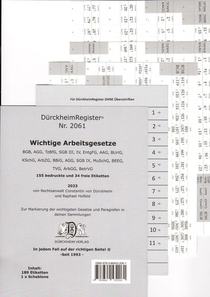 DürckheimRegister® ARBEITSGESETZE 2023