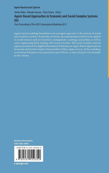 Produktbild: Agent-Based Approaches in Economic and Social Complex Systems VIII