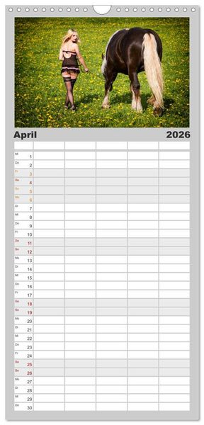 Produktbild: Familienplaner 2026 - Titanen Girls 2026 - erotische Frauen und starke Pferde mit 5 Spalten (Wandkalender, 21 x 45 cm) CALVENDO