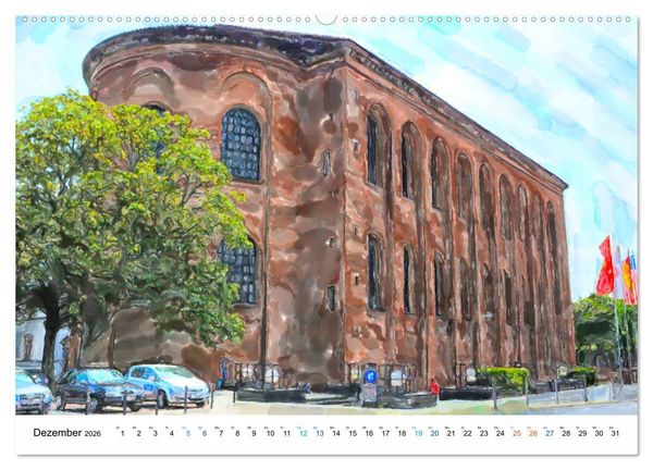 Produktbild: Trier - Illustrationen in Aquarell (Wandkalender 2026 DIN A2 quer), CALVENDO Monatskalender