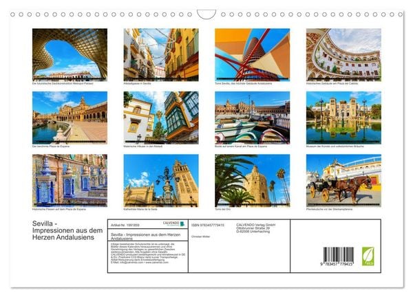 Produktbild: Sevilla - Impressionen aus dem Herzen Andalusiens (Wandkalender 2026 DIN A3 quer), CALVENDO Monatskalender