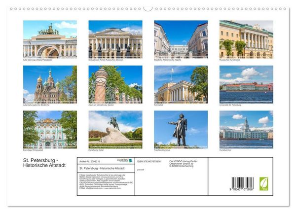 Produktbild: St. Petersburg - Historische Altstadt (hochwertiger Premium Wandkalender 2026 DIN A2 quer), Kunstdruck in Hochglanz