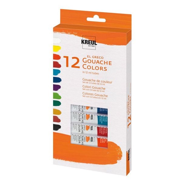 Produktbild: KREUL el Greco Gouachefarben Set 12 x 12 ml Tuben