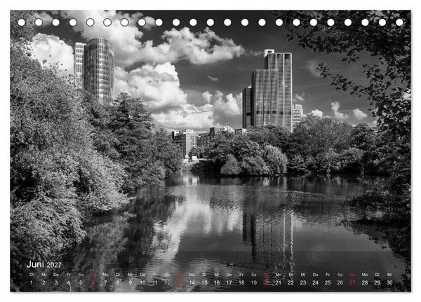 Produktbild: D&uuml;sseldorf Ansichten in Schwarz-Wei&szlig; (Tischkalender 2027 DIN A5 quer), CALVENDO Monatskalender