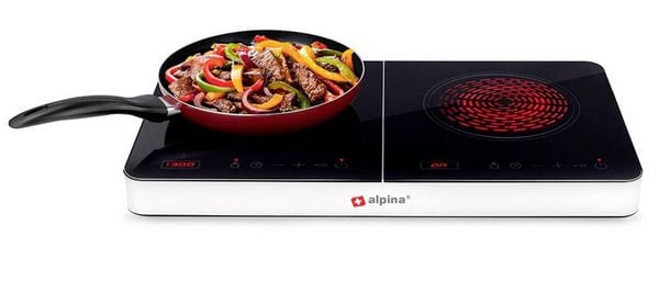 Produktbild: ALPINA Doppelt Induktionskochfeld, 3500 Watt, Schwarz