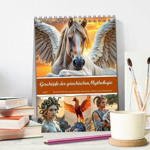 Produktbild: Gesch&ouml;pfe der griechischen Mythologie - Eine KI-Welt der griechischen G&ouml;tter, Kreaturen und Abenteurer (Tischkalender 2027 DIN A5 hoch), CALVENDO Monatskalender