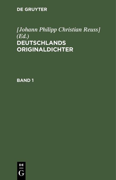 Produktbild: Deutschlands Originaldichter. Band 1