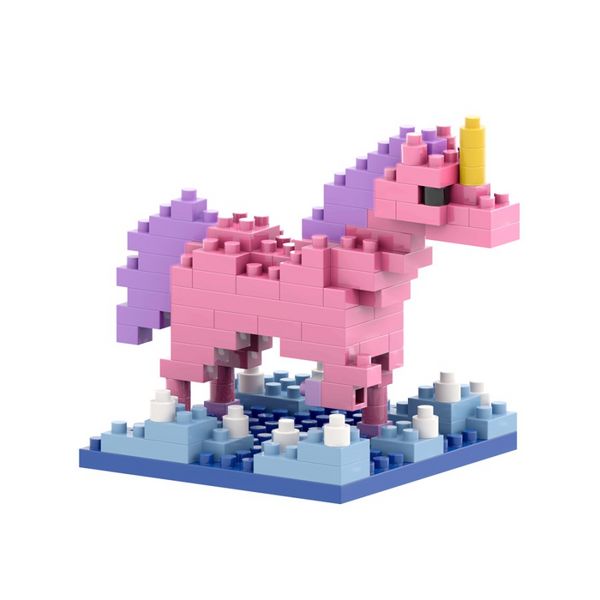 Produktbild: BRIXIES 220059 - Postkarte Einhorn, 3D Konstruktionsbausatz aus Ministeinen, 106 Teile