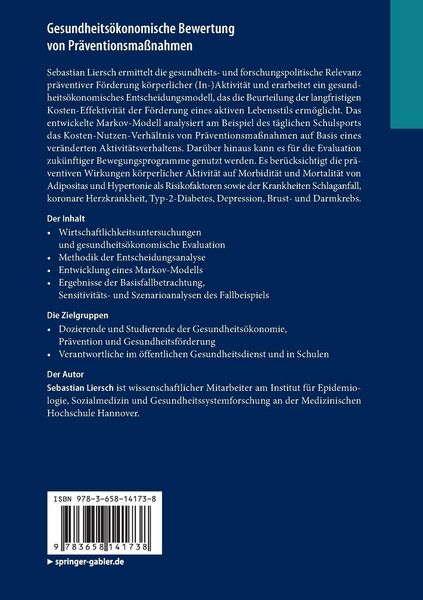 Produktbild: Gesundheits&ouml;konomische Bewertung von Pr&auml;ventionsma&szlig;nahmen