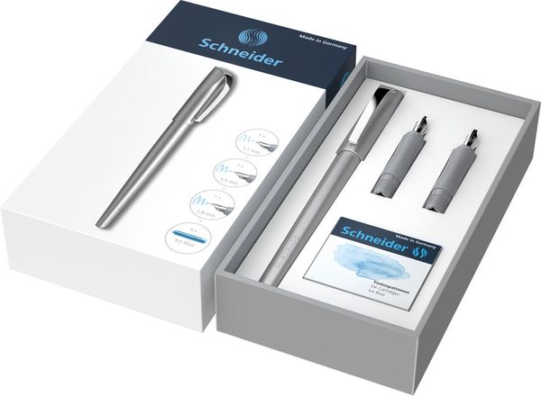 Produktbild: SCHNEIDER&reg; F&uuml;llfederhalter Kalligrafie Callissima Set, anthrazit Tintenpatrone ice blue