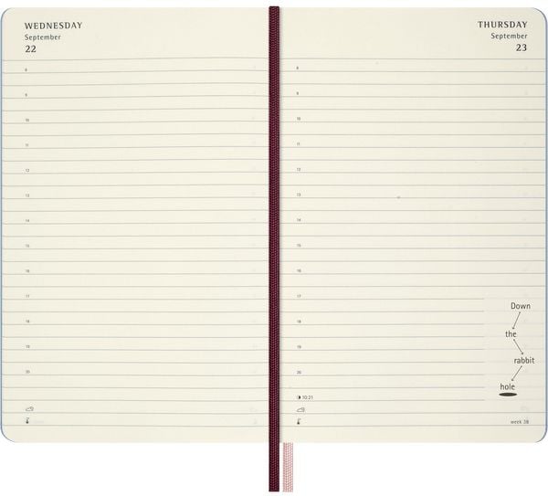 Produktbild: Moleskine Alice im Wunderland 12 Monate Tageskalender 2027, L/A5, 1 Tag = 1 Seite, fester Einband