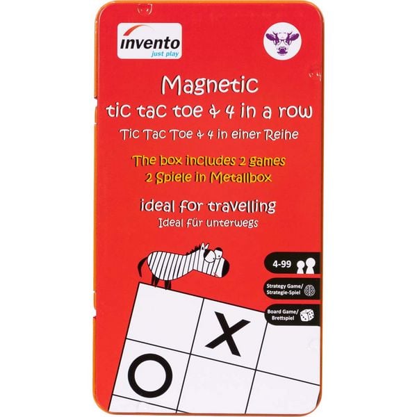 Magnetspiel Tic Tac Toe & 4 in einer Reihe Metalldose