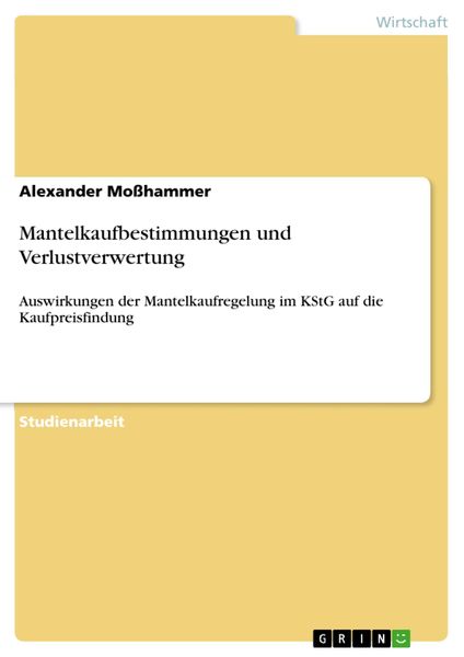 Produktbild: Mantelkaufbestimmungen und Verlustverwertung