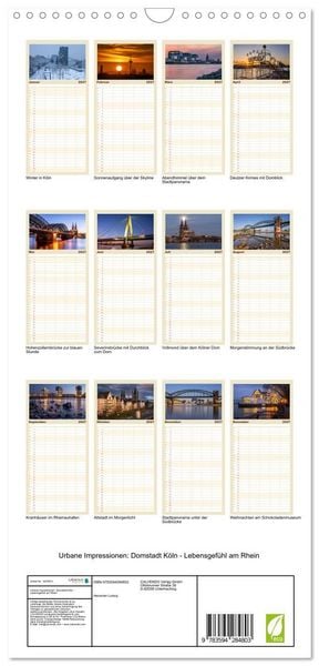 Produktbild: Familienplaner 2027 - Urbane Impressionen: Domstadt K&ouml;ln - Lebensgef&uuml;hl am Rhein mit 5 Spalten (Wandkalender, 21 x 45 cm) CALVENDO