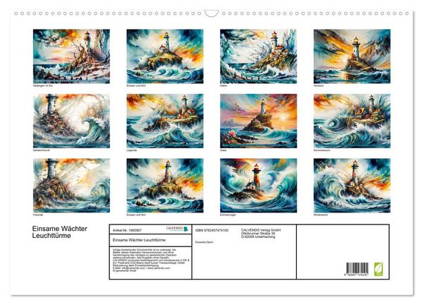 Produktbild: Einsame W&auml;chter Leuchtt&uuml;rme (Wandkalender 2026 DIN A2 quer), CALVENDO Monatskalender