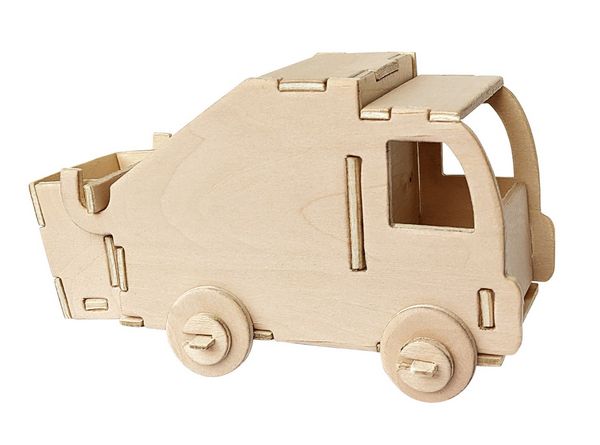 Produktbild: PEBARO 851/7 - Holzbausatz M&uuml;llwagen, 21 Teile, Holzkonstruktion zum Zusammenstecken