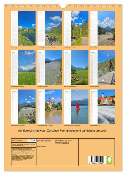 Produktbild: Auf dem Lechradweg - Zwischen Formarinsee und Landsberg am Lech (Wandkalender 2026 DIN A3 hoch), CALVENDO Monatskalender
