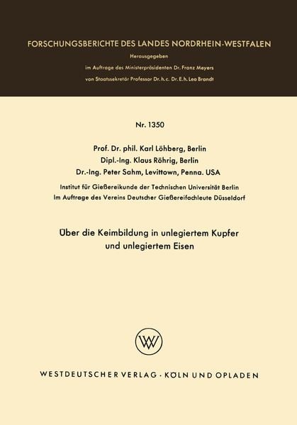 Produktbild: &Uuml;ber die Keimbildung in unlegiertem Kupfer und unlegiertem Eisen