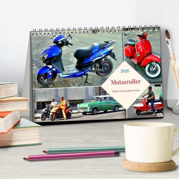 Produktbild: Motorroller - Oldtimer und Youngtimer in Kuba (Tischkalender 2026 DIN A5 quer), CALVENDO Monatskalender