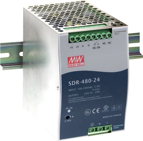 Mean Well SDR-480-48 Hutschienen-Netzteil (DIN-Rail) 48 V/DC 10 A 480 W Anzahl Ausgänge:1 x Inhalt 1 St.