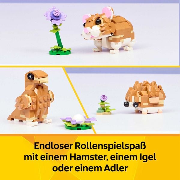 Produktbild: LEGO Creator 3-in-1-Set 31376 Niedlicher Hamster mit Blume, Spielzeug