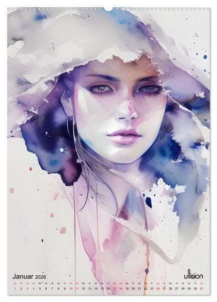 Produktbild: WILD FREI SCH&Ouml;N Aquarell-Portraits (hochwertiger Premium Wandkalender 2026 DIN A2 hoch), Kunstdruck in Hochglanz